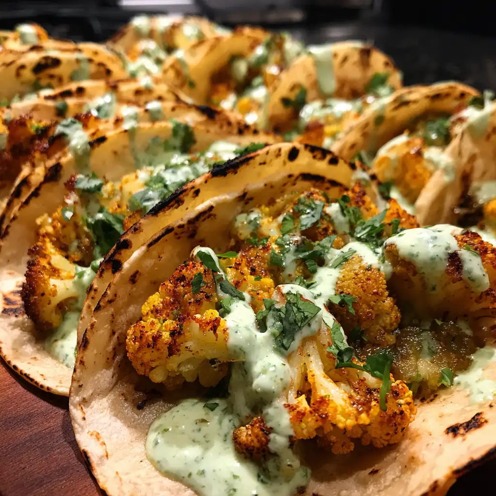 Cauliflower tacos with cilantro lime crema recipe