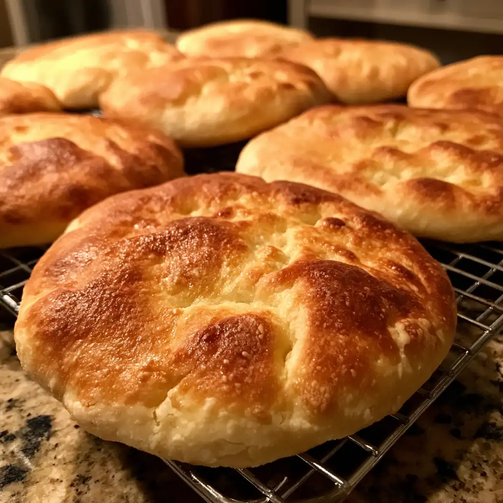 Fluffy homemade pita bread
