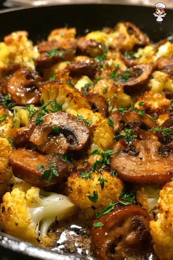 Garlic mushrooms cauliflower skillet