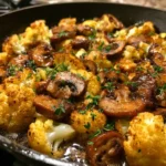 Garlic mushrooms cauliflower skillet