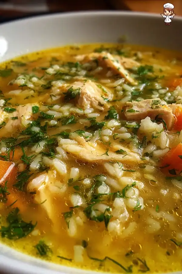 Greek lemon chicken and rice soup