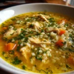 Greek lemon chicken and rice soup