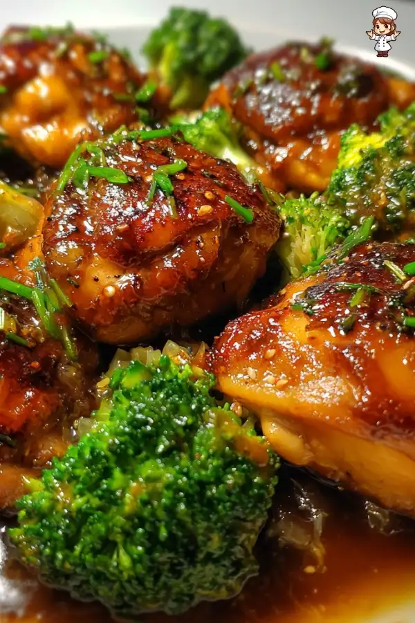 Honey garlic chicken and broccoli in a crockpot