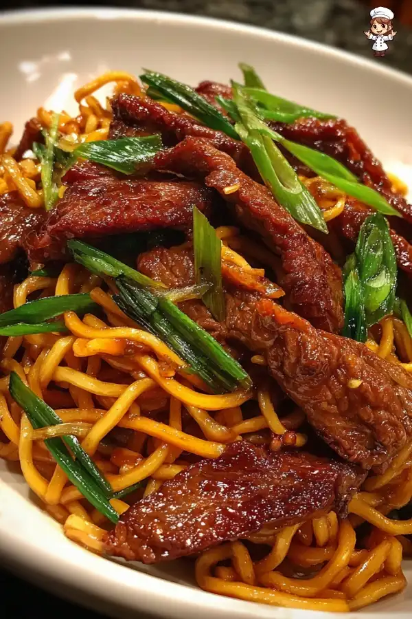 Honey soy crispy beef and noodles