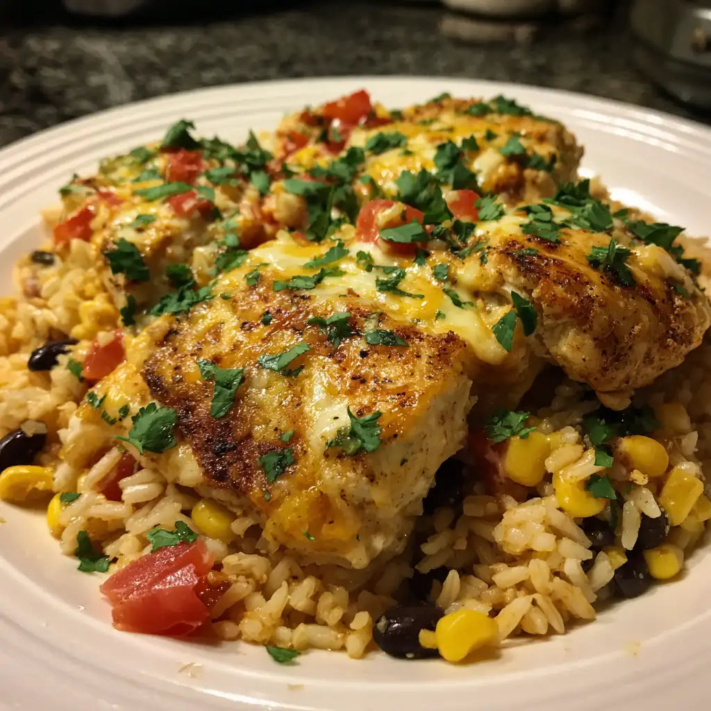 Mexican queso chicken and rice