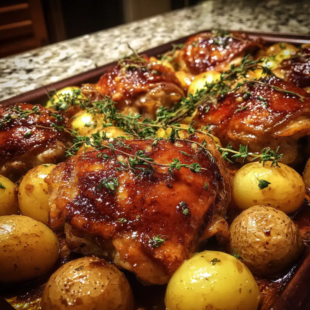 One Pan Honey Garlic Chicken with Potatoes