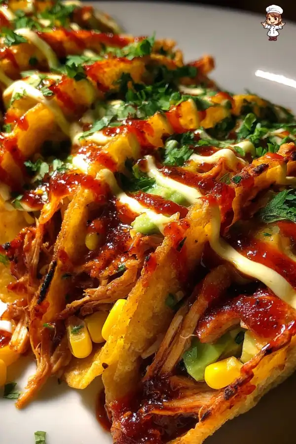 Red chile chicken tacos with corn crema