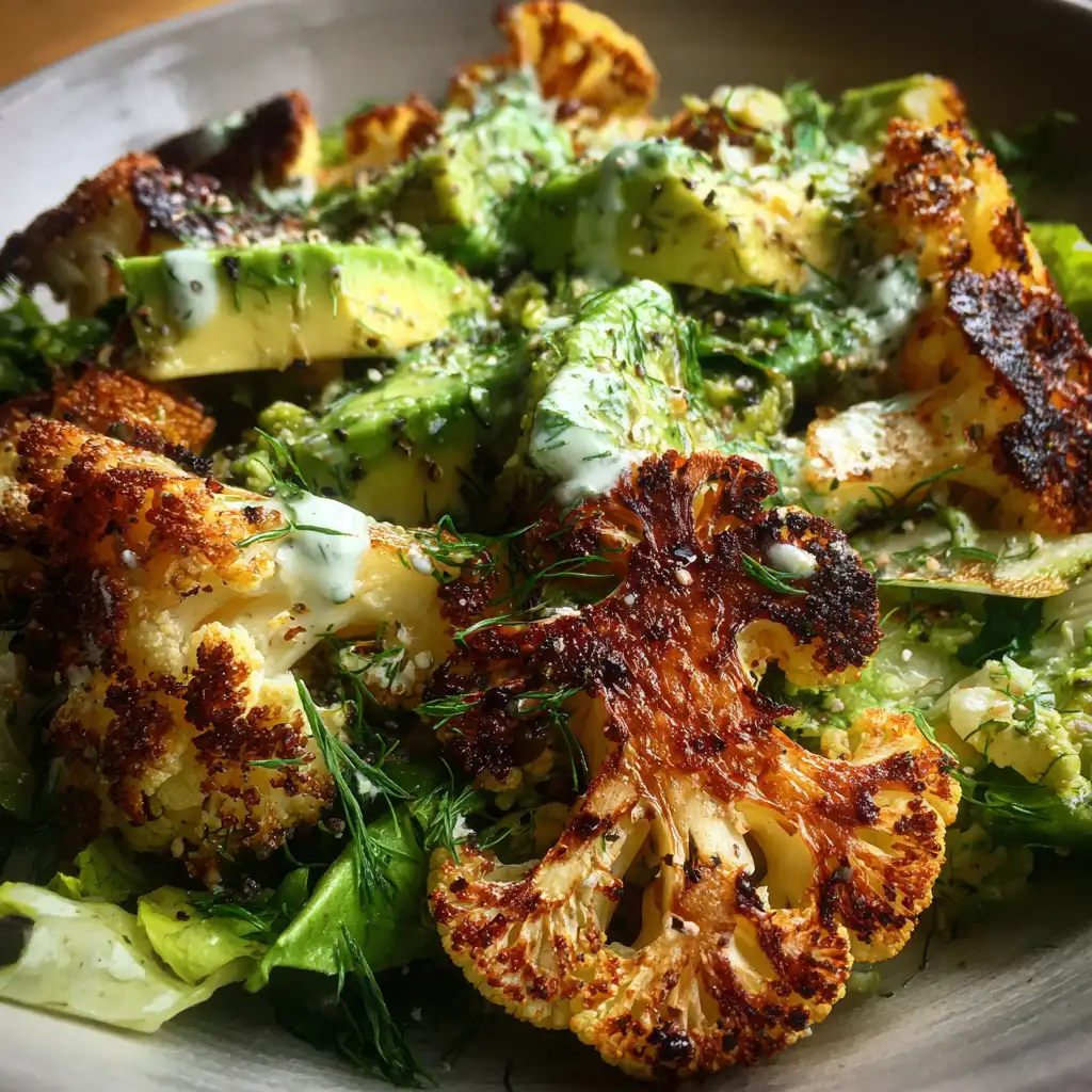 Roasted cauliflower green goddess salad recipe