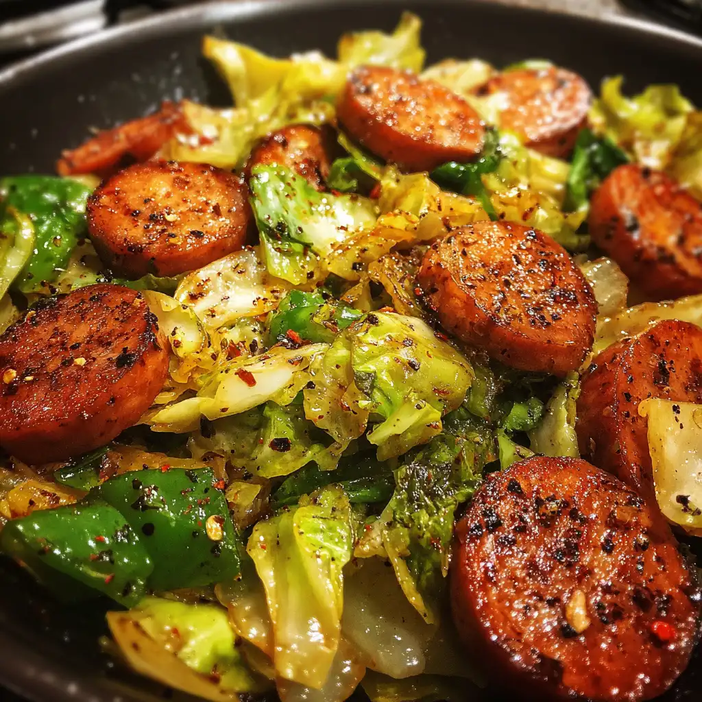 Sausage and cabbage stir fry