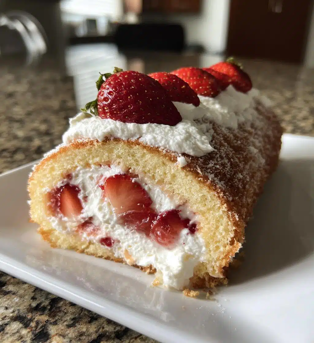 a strawberries cream cake roll - detail 1