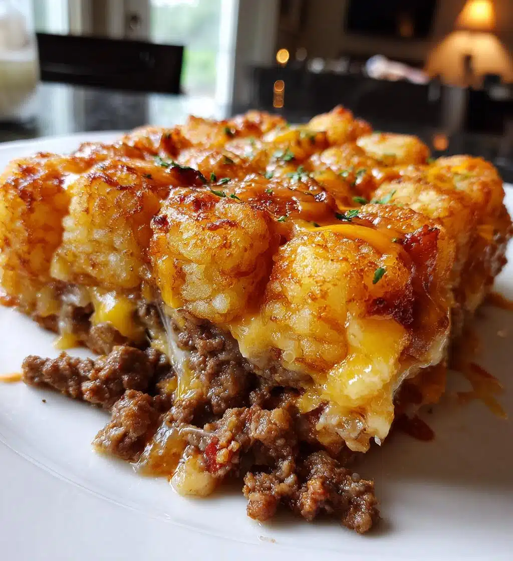 bacon cheeseburger tater tot casserole - detail 1