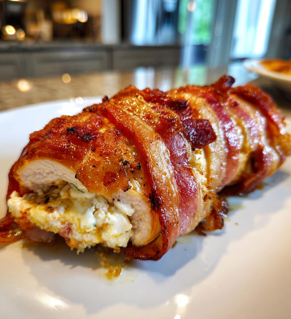 bacon wrapped cream cheese stuffed chicken breast