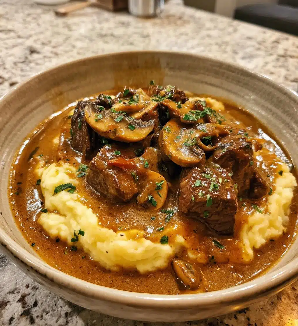 beef tips with mushroom gravy - detail 1