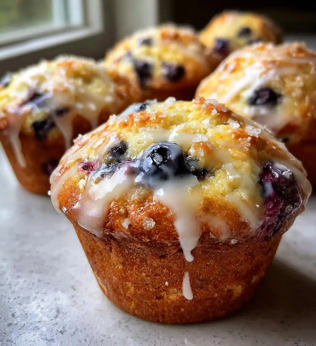 blueberry muffins with lemon glaze - detail 1