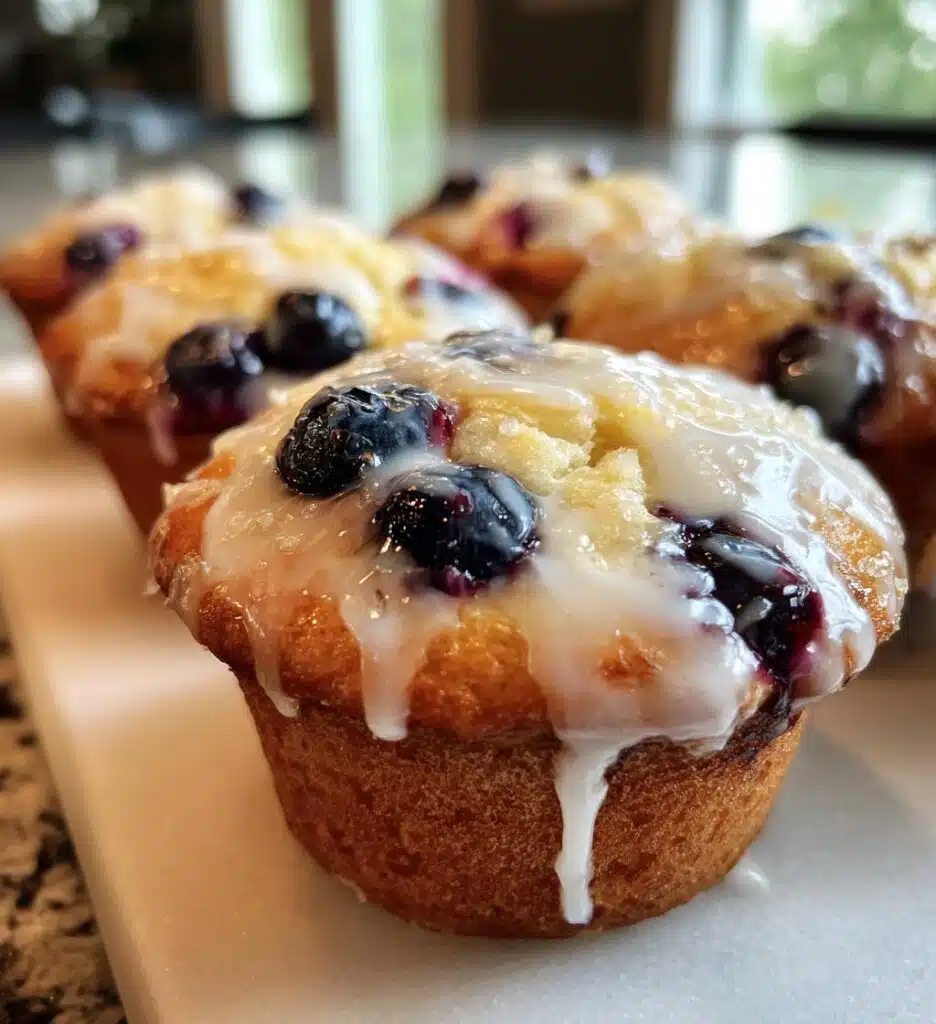blueberry muffins with lemon glaze
