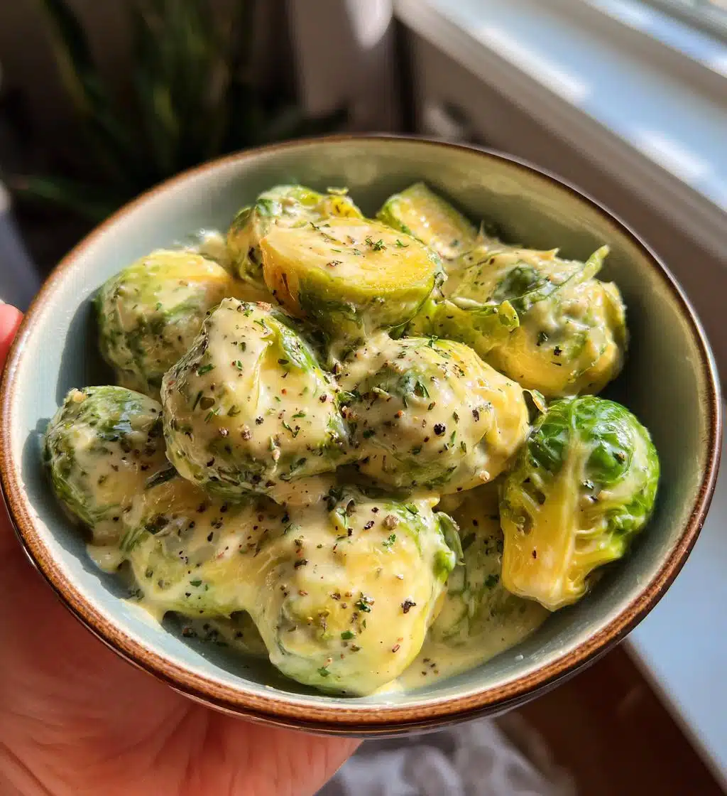 brussels sprouts in alfredo sauce - detail 1
