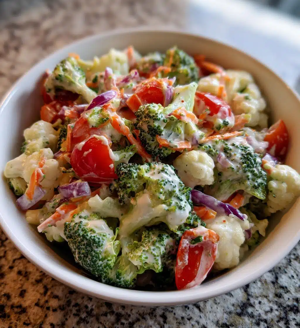 cauliflower broccoli salad - detail 1