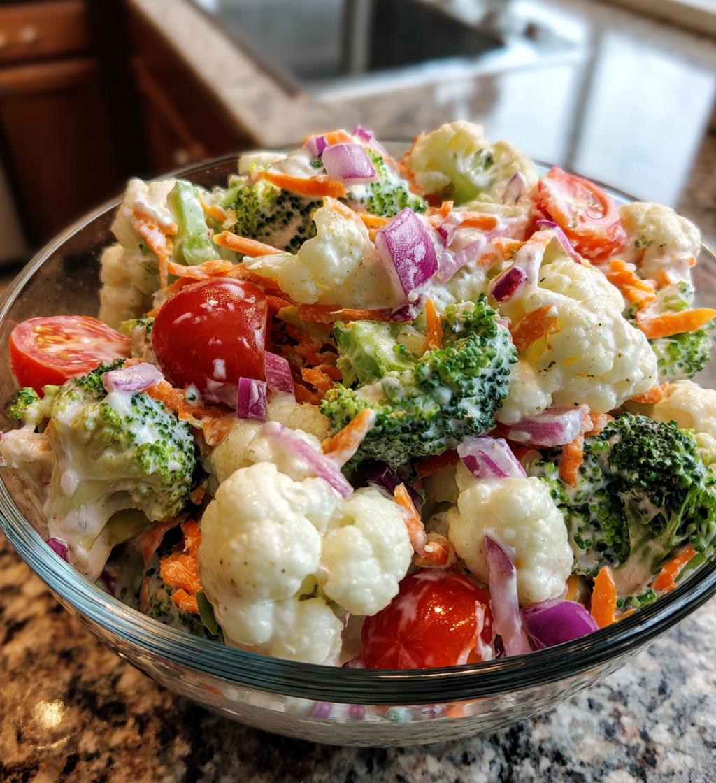 cauliflower broccoli salad - detail 1