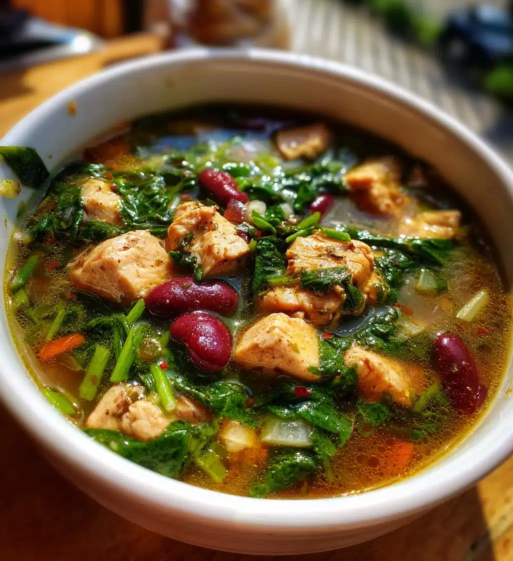 chicken spinach bean soup - detail 1