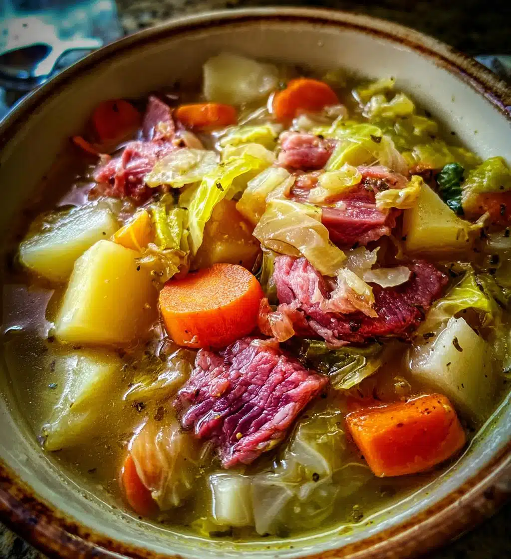 corned beef and cabbage soup - detail 1