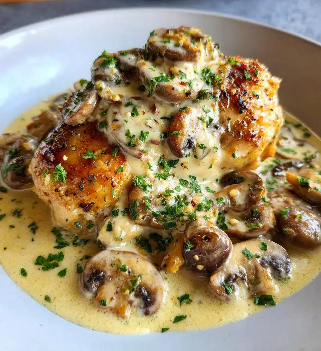 creamy herb mushroom chicken - detail 1