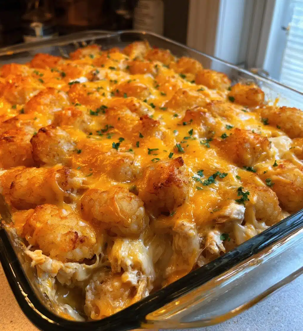crockpot cheesy chicken tater tot casserole