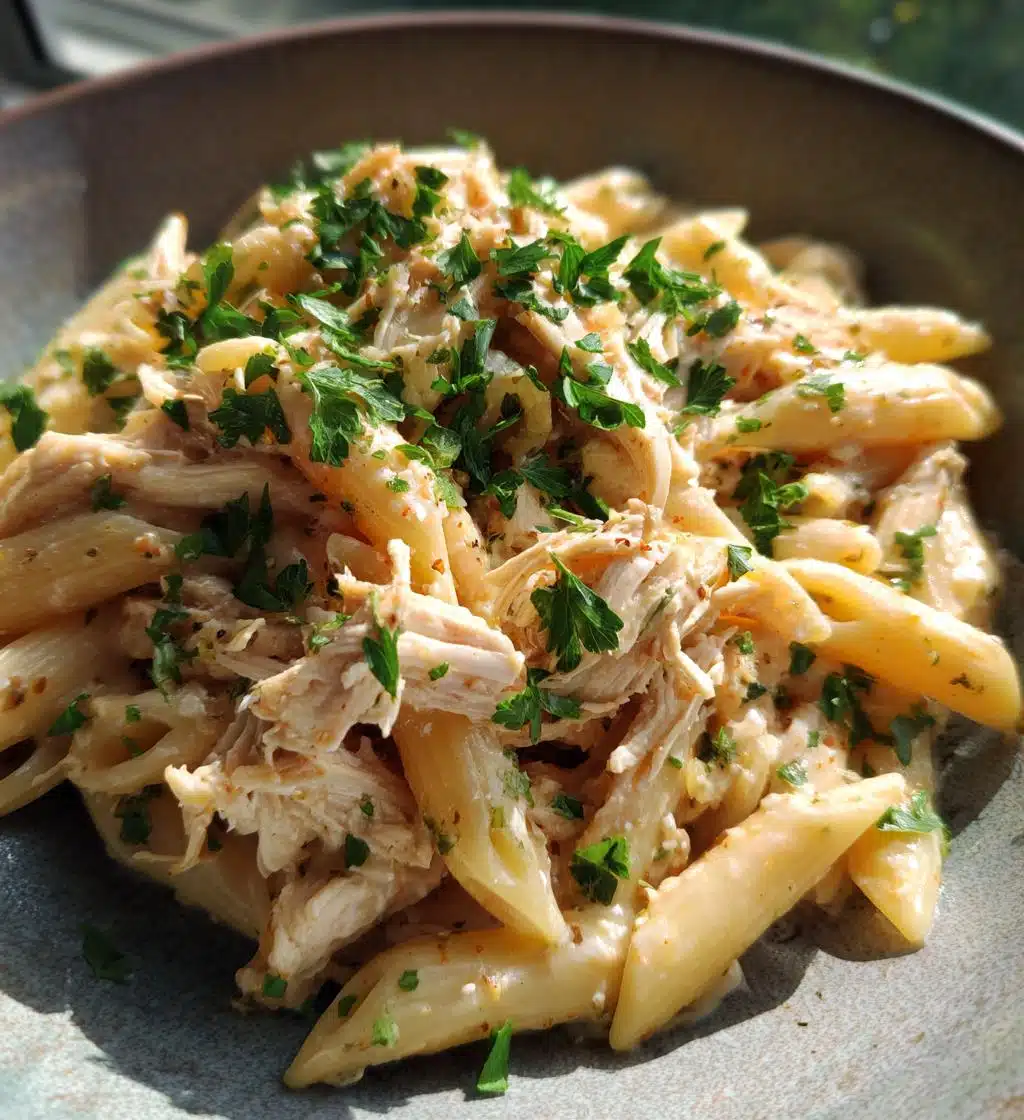 crockpot garlic parmesan chicken pasta - detail 1