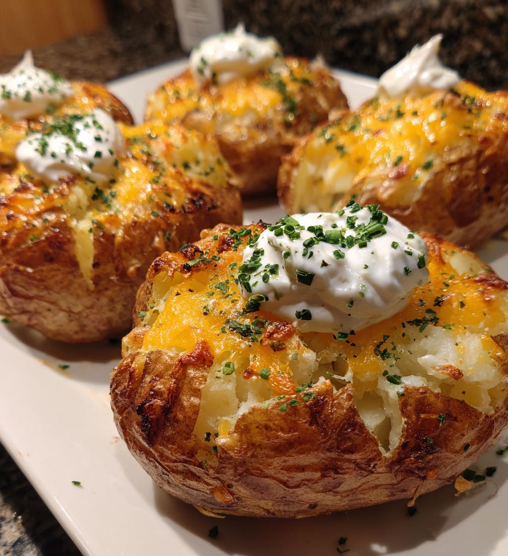 easy and cheesy ranch baked potatoes