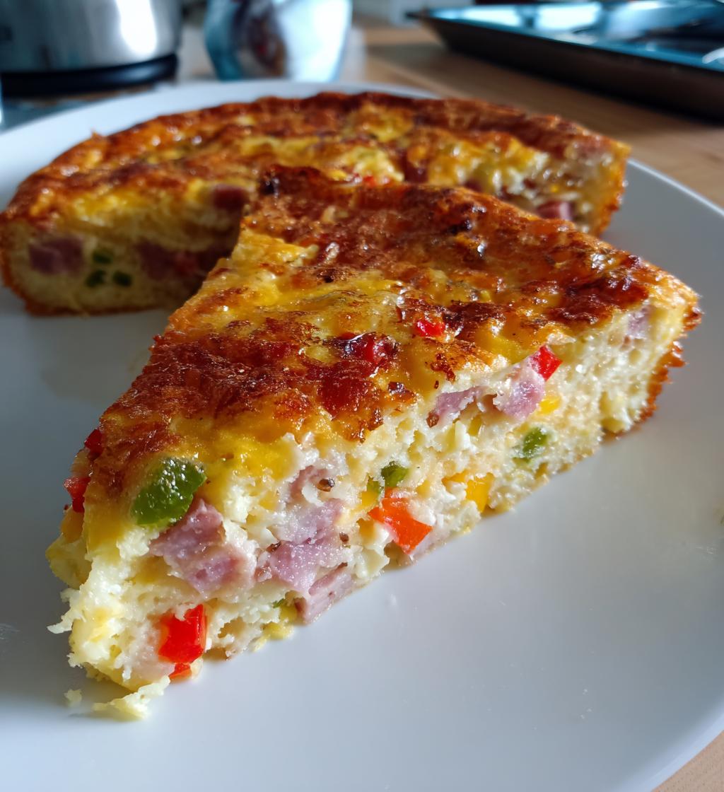 ham and cheese crustless quiche recipe - detail 1