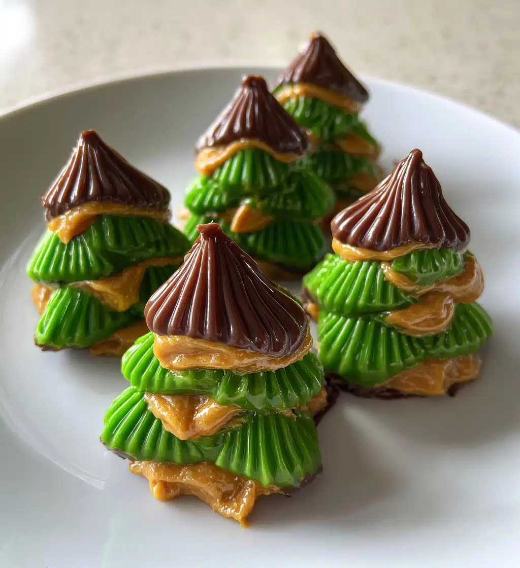 homemade reeses peanut butter christmas trees - detail 1