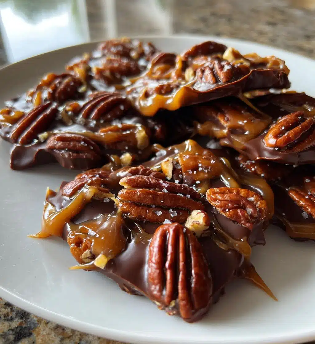 homemade turtle candy with pecans and caramel - detail 1