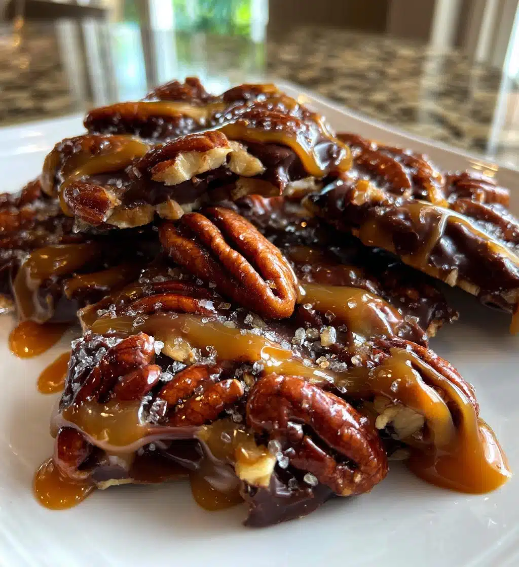 homemade turtle candy with pecans and caramel