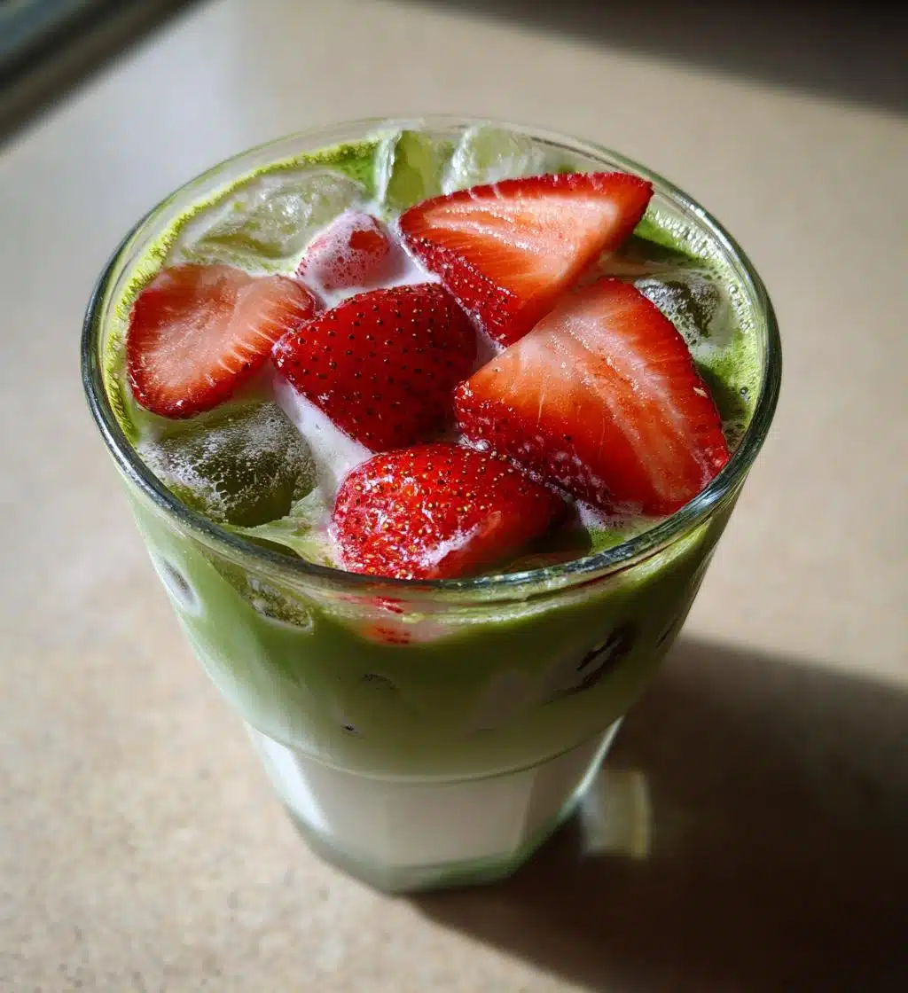 iced strawberry matcha latte - detail 1