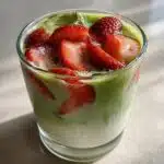 iced strawberry matcha latte