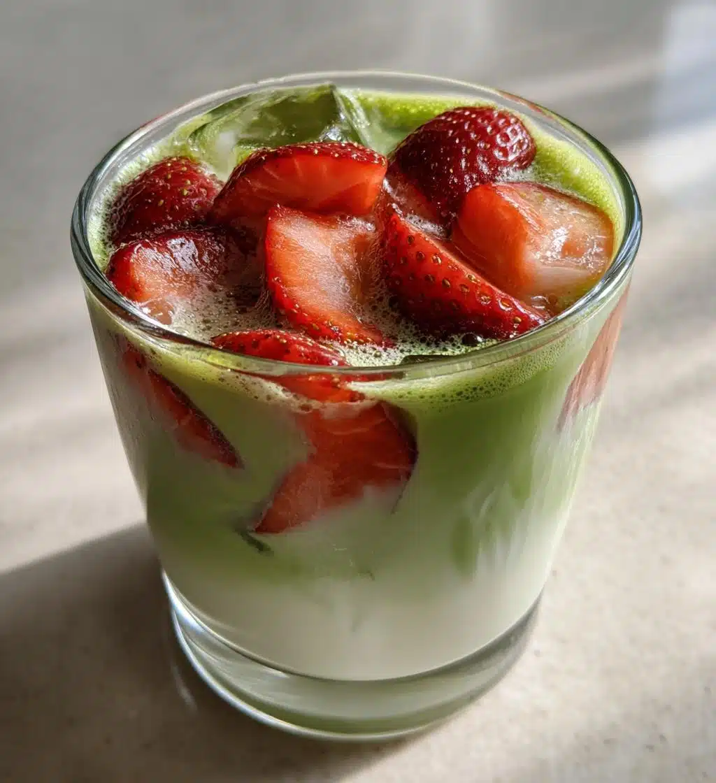 iced strawberry matcha latte