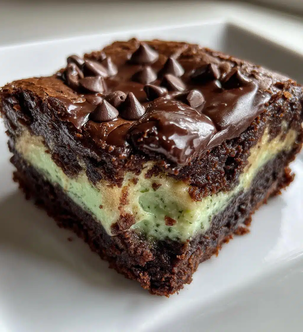 mint fudge stuffed brownies - detail 1