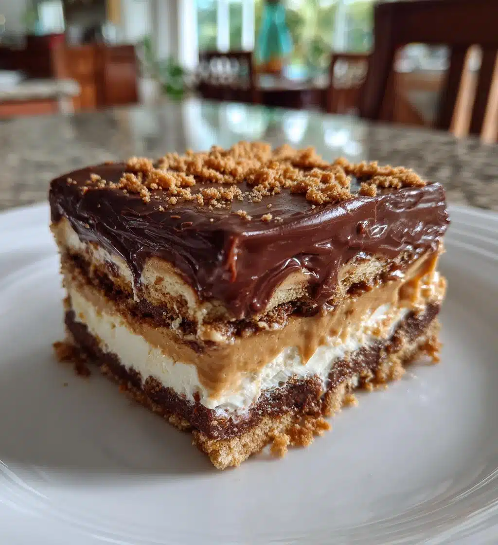 no bake peanut butter chocolate lasagna - detail 1