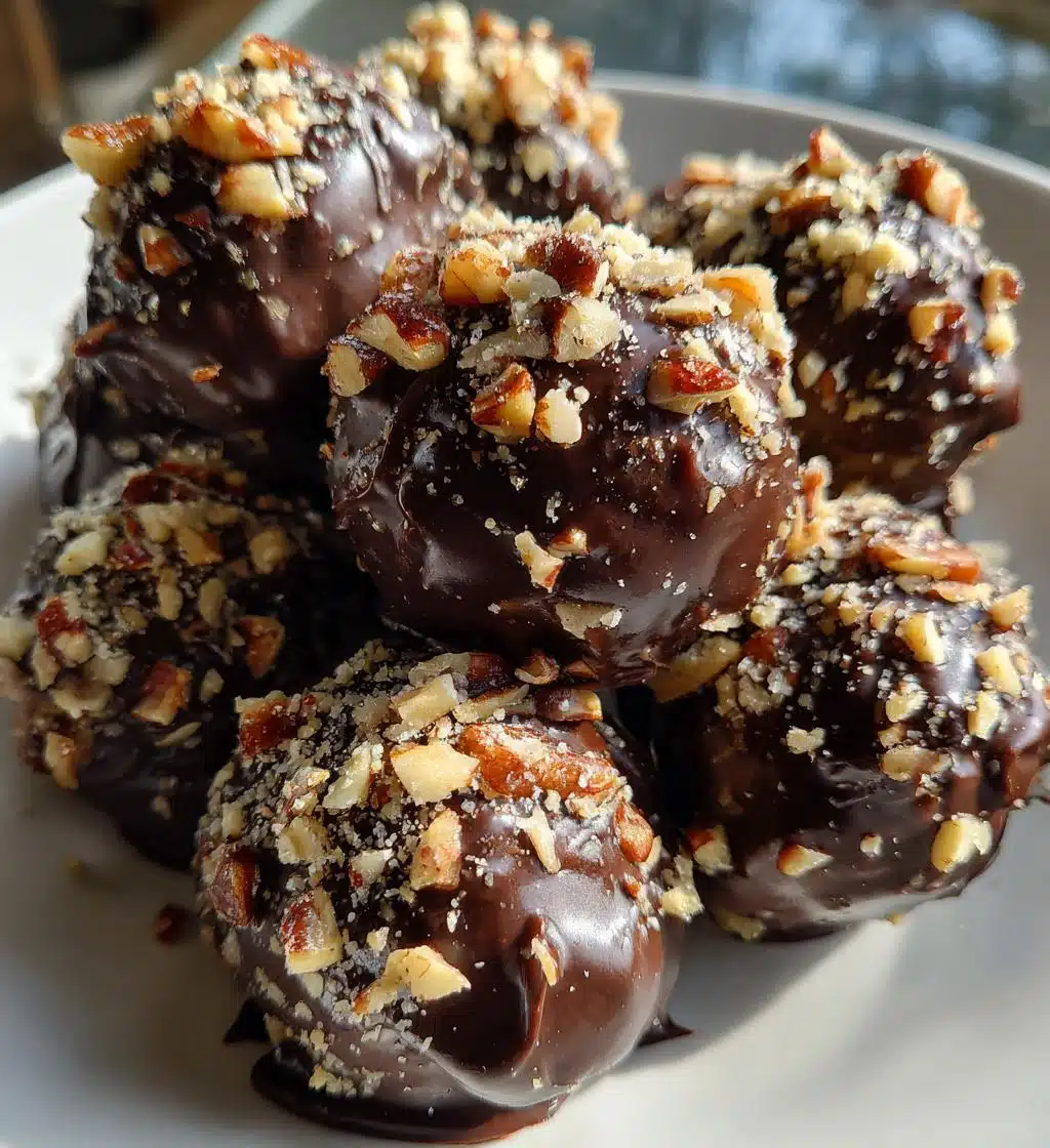 no bake pecan pie balls with chocolate coating - detail 1