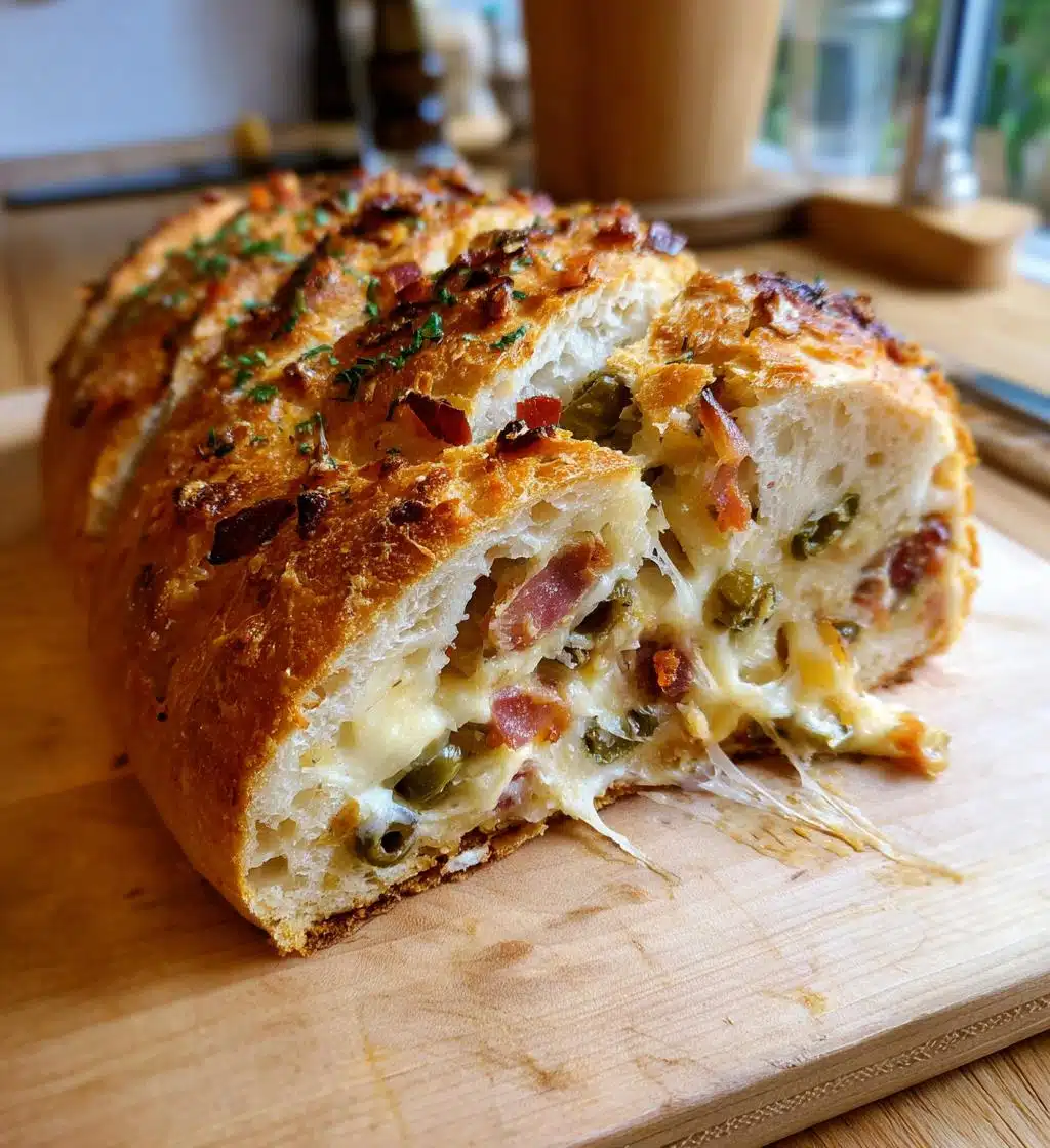 olive bacon and cheese bread - detail 1