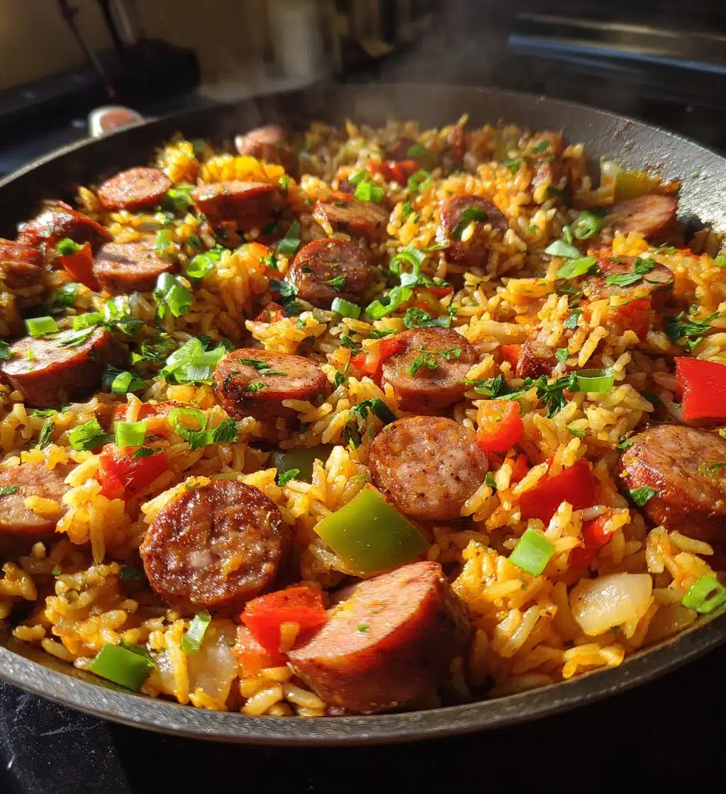 one pot cajun sausage and rice - detail 1