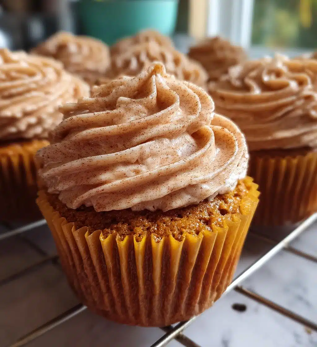 pumpkin cupcakes with cinnamon cream cheese frosting - detail 1