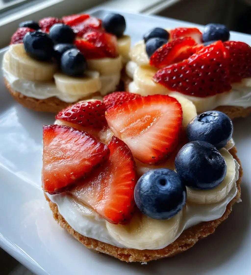 red white and blue mini fruit pizzas - detail 1