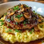 salisbury steak garlic mash potatoes mushroom