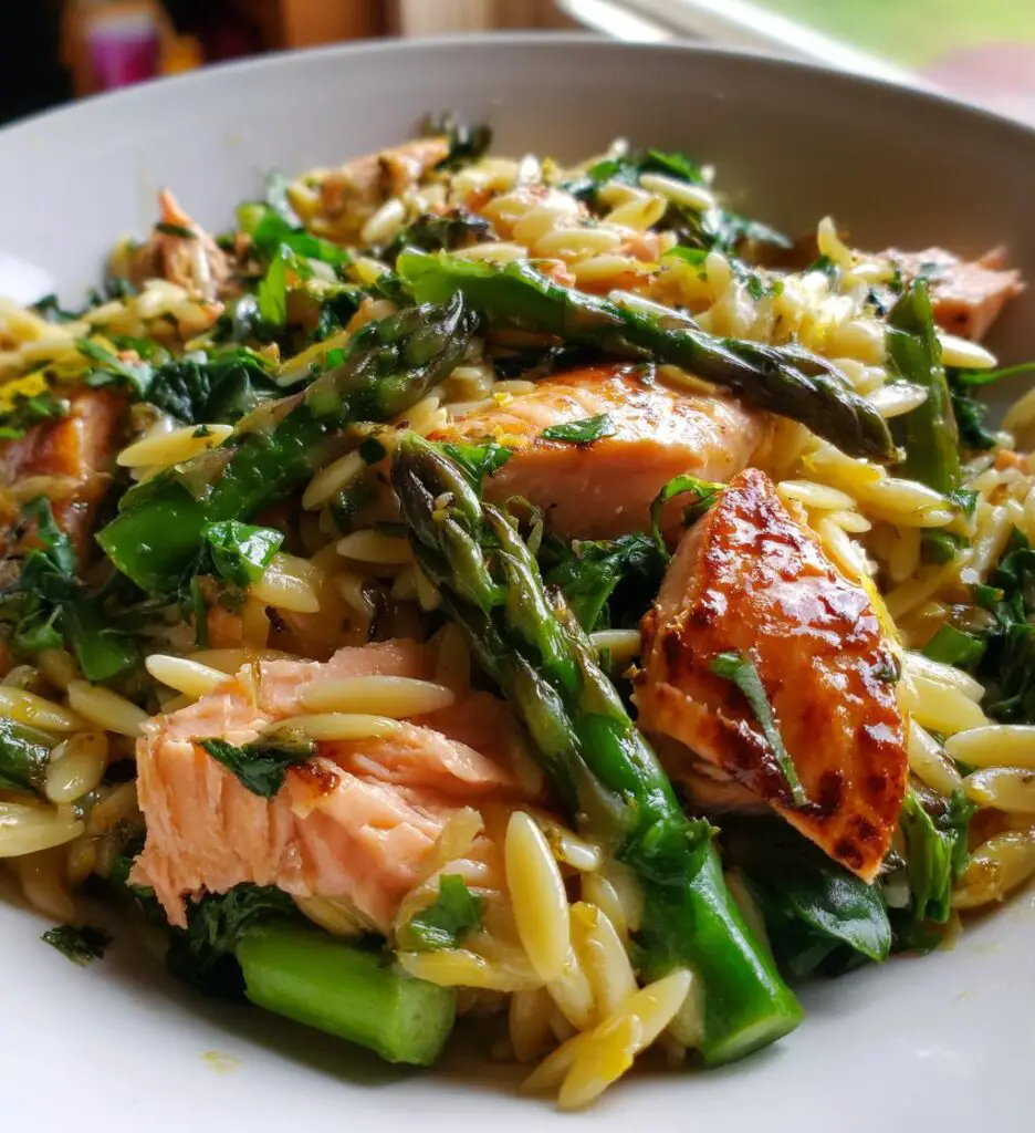 salmon asparagus orzo salad