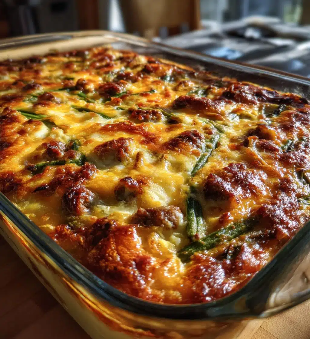 sausage green bean potato casserole - detail 1