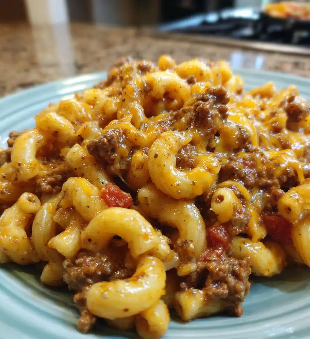 sloppy cheeseburger pasta - detail 1
