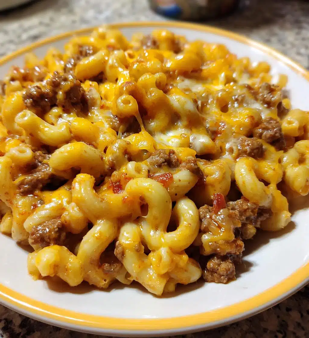 sloppy cheeseburger pasta