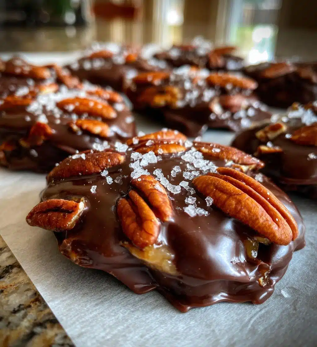 slow cooker chocolate turtles - detail 1