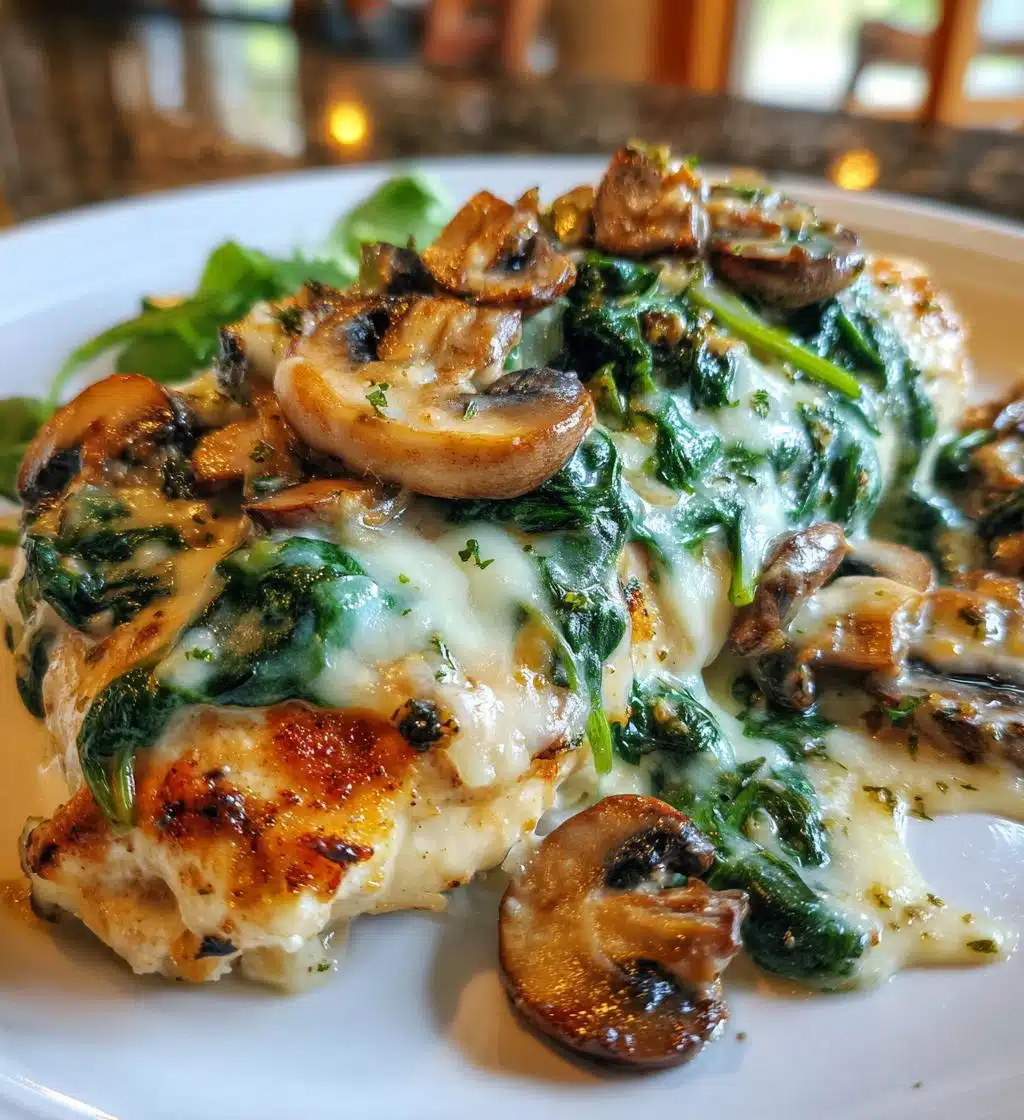 spinach and mushroom smothered chicken - detail 1