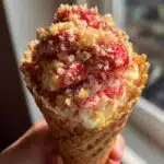 strawberry crunch cheesecake cones